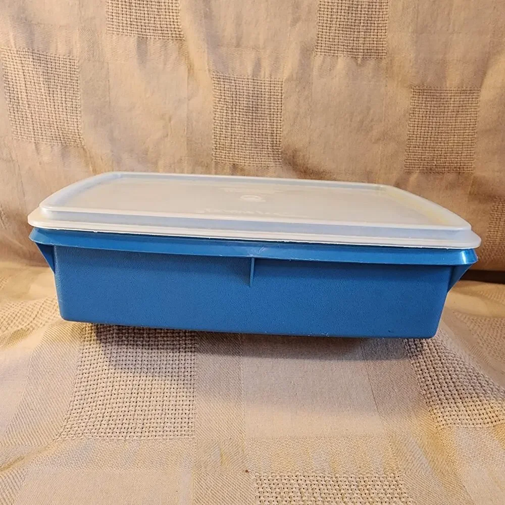 Vintage Tupperware 767 768 769 Stow-N-Go Blue Storage Container Tray Tuppercraft